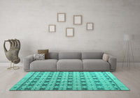 Machine Washable Abstract Turquoise Modern Rug, wshabs4928turq