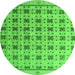 Round Abstract Green Modern Rug, abs4928grn