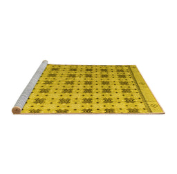 Sideview of Machine Washable Abstract Yellow Modern Rug, wshabs4928yw