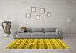 Machine Washable Abstract Yellow Modern Rug in a Living Room, wshabs4928yw