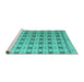 Sideview of Machine Washable Abstract Turquoise Modern Area Rugs, wshabs4928turq