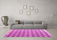 Machine Washable Abstract Pink Modern Rug, wshabs4929pnk