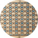 Round Abstract Brown Modern Rug, abs4929