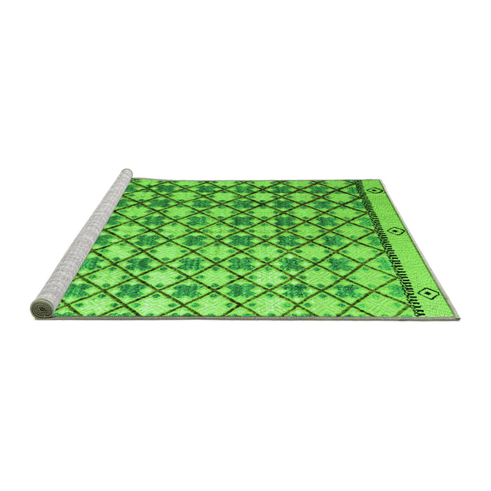 Sideview of Machine Washable Abstract Green Modern Area Rugs, wshabs4929grn