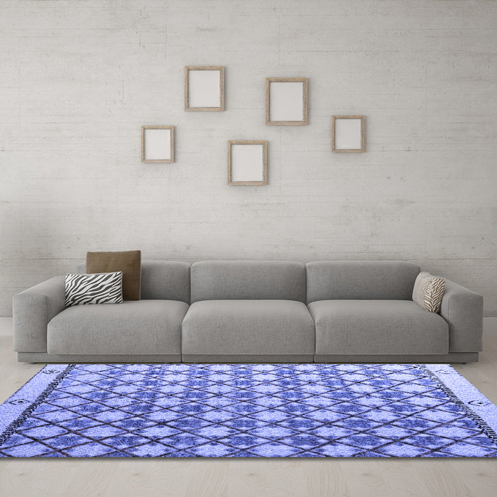 Machine Washable Abstract Blue Modern Rug in a Living Room, wshabs4929blu