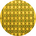 Round Abstract Yellow Modern Rug, abs4929yw