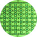 Round Machine Washable Abstract Green Modern Area Rugs, wshabs4929grn