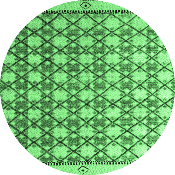 Round Machine Washable Abstract Emerald Green Modern Area Rugs, wshabs4929emgrn