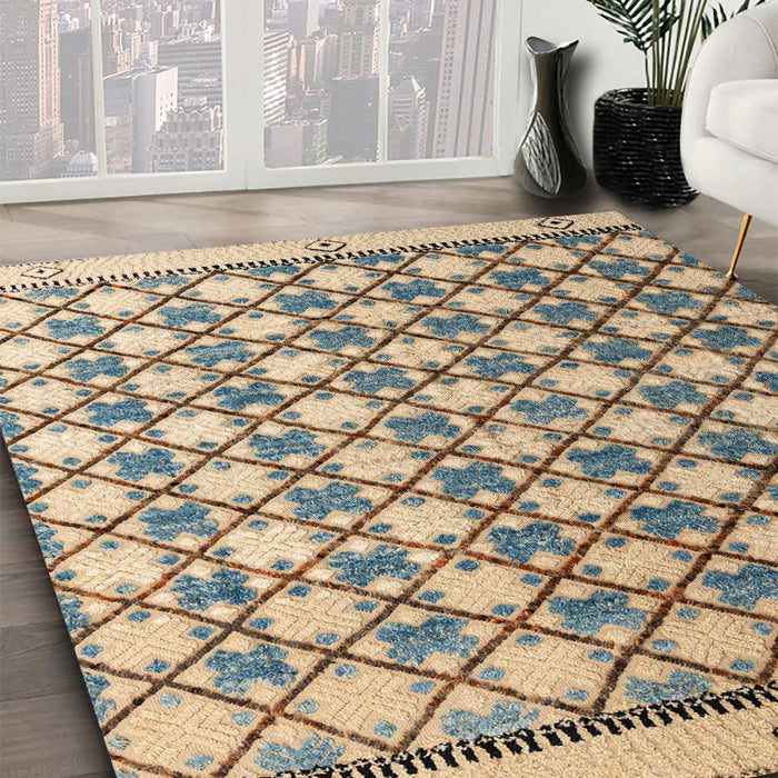 Abstract Brown Modern Rug in Family Room, abs4929
