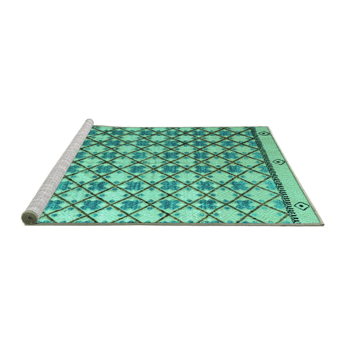 Sideview of Machine Washable Abstract Turquoise Modern Area Rugs, wshabs4929turq