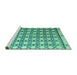 Sideview of Machine Washable Abstract Turquoise Modern Area Rugs, wshabs4929turq