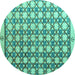 Round Abstract Turquoise Modern Rug, abs4929turq