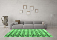 Machine Washable Abstract Emerald Green Modern Rug, wshabs4929emgrn