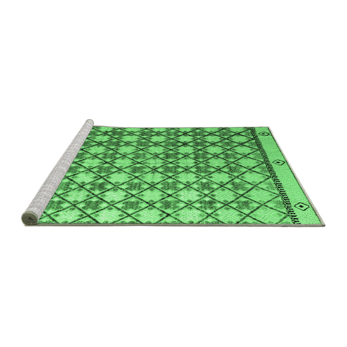 Sideview of Machine Washable Abstract Emerald Green Modern Area Rugs, wshabs4929emgrn