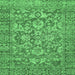 Square Machine Washable Oriental Emerald Green Traditional Area Rugs, wshabs492emgrn