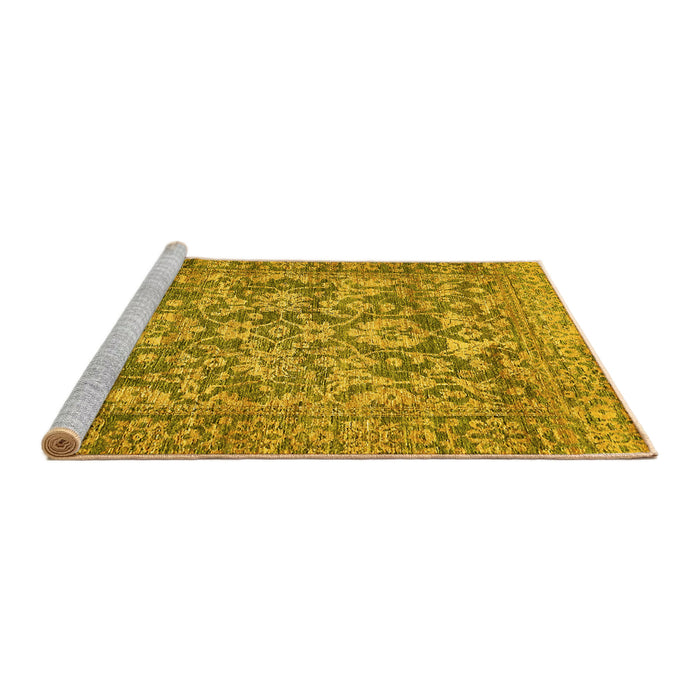 Sideview of Machine Washable Oriental Yellow Traditional Rug, wshabs492yw