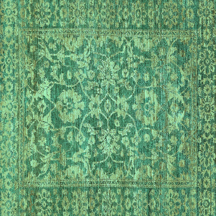 Square Oriental Turquoise Traditional Rug, abs492turq