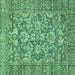 Square Oriental Turquoise Traditional Rug, abs492turq