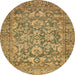 Round Machine Washable Abstract Gold Rug, wshabs492