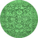 Round Oriental Emerald Green Traditional Rug, abs492emgrn