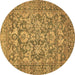 Round Oriental Brown Traditional Rug, abs492brn