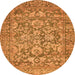 Round Oriental Orange Traditional Rug, abs492org