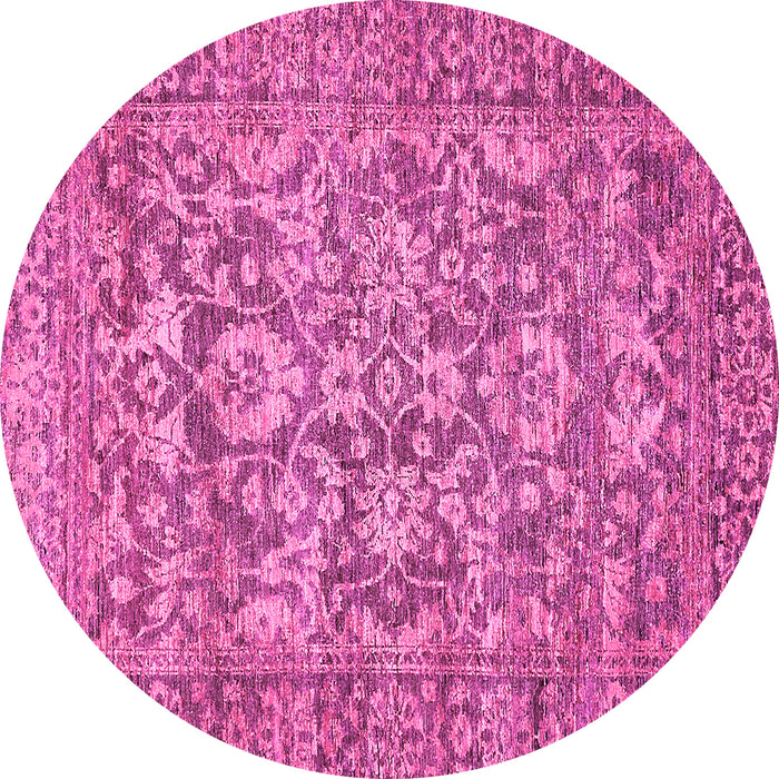 Round Oriental Pink Traditional Rug, abs492pnk