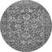 Round Machine Washable Oriental Gray Traditional Rug, wshabs492gry