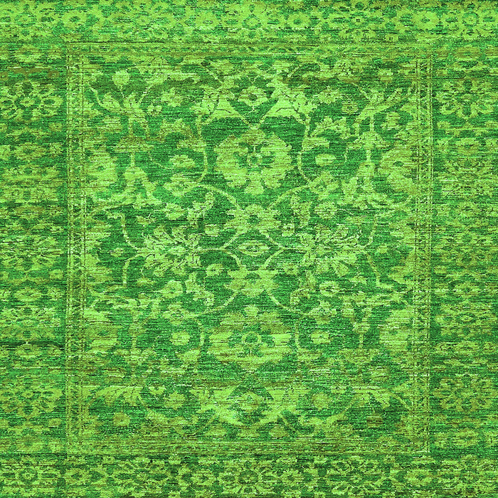 Square Machine Washable Oriental Green Traditional Area Rugs, wshabs492grn