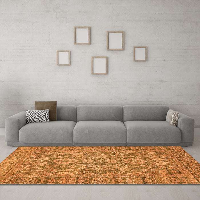 Machine Washable Oriental Orange Traditional Area Rugs in a Living Room, wshabs492org
