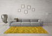 Machine Washable Oriental Yellow Traditional Rug in a Living Room, wshabs492yw