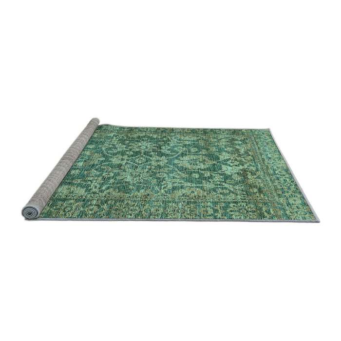 Sideview of Machine Washable Oriental Light Blue Traditional Rug, wshabs492lblu
