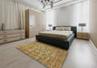 Abstract Gold Oriental Rug in a Bedroom, abs492