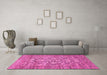 Machine Washable Oriental Pink Traditional Rug in a Living Room, wshabs492pnk