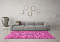 Machine Washable Oriental Pink Traditional Rug, wshabs492pnk