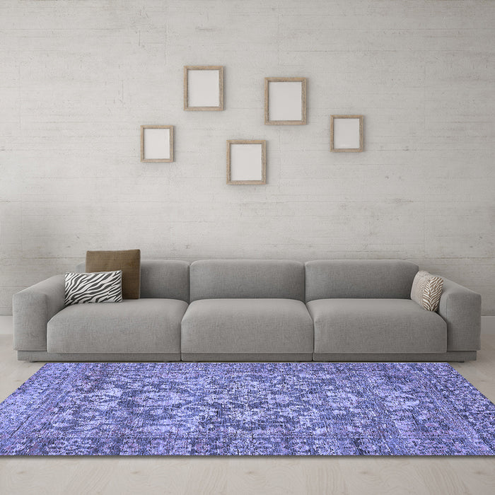 Machine Washable Oriental Blue Traditional Rug in a Living Room, wshabs492blu