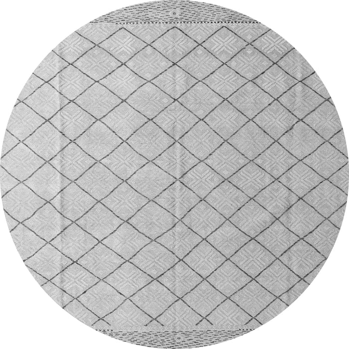 Round Machine Washable Solid Gray Modern Rug, wshabs4930gry