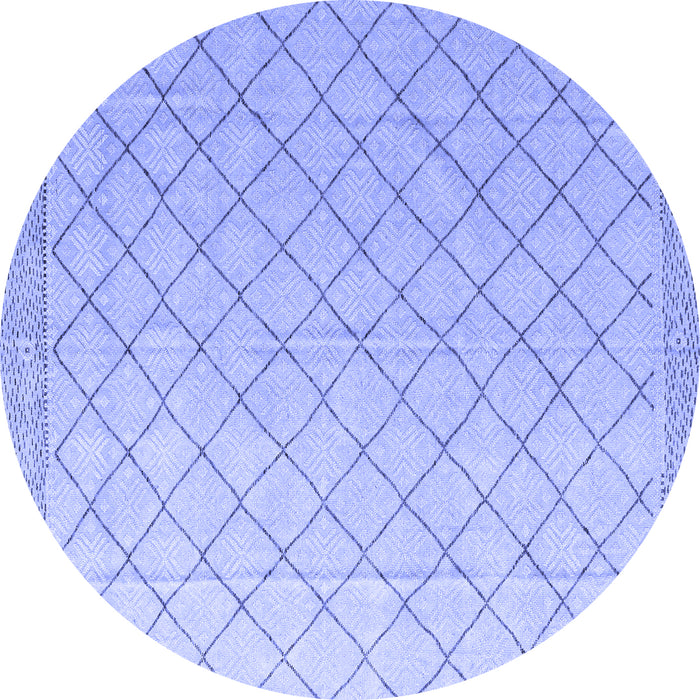Round Machine Washable Solid Blue Modern Rug, wshabs4930blu