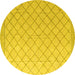 Round Machine Washable Solid Yellow Modern Rug, wshabs4930yw