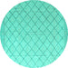 Round Solid Turquoise Modern Rug, abs4930turq