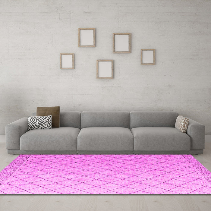 Machine Washable Solid Pink Modern Rug in a Living Room, wshabs4930pnk