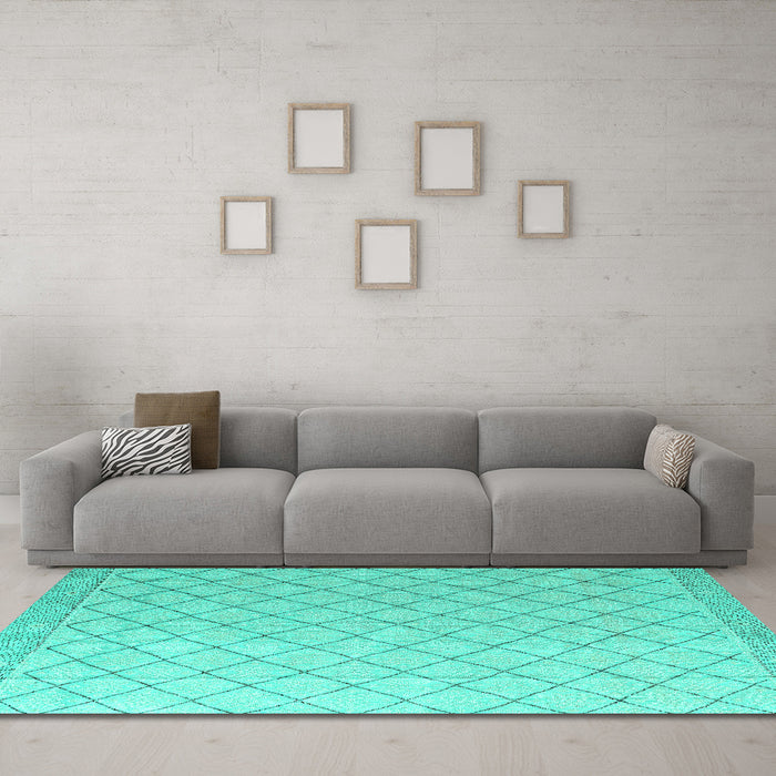 Machine Washable Solid Turquoise Modern Area Rugs in a Living Room,, wshabs4930turq