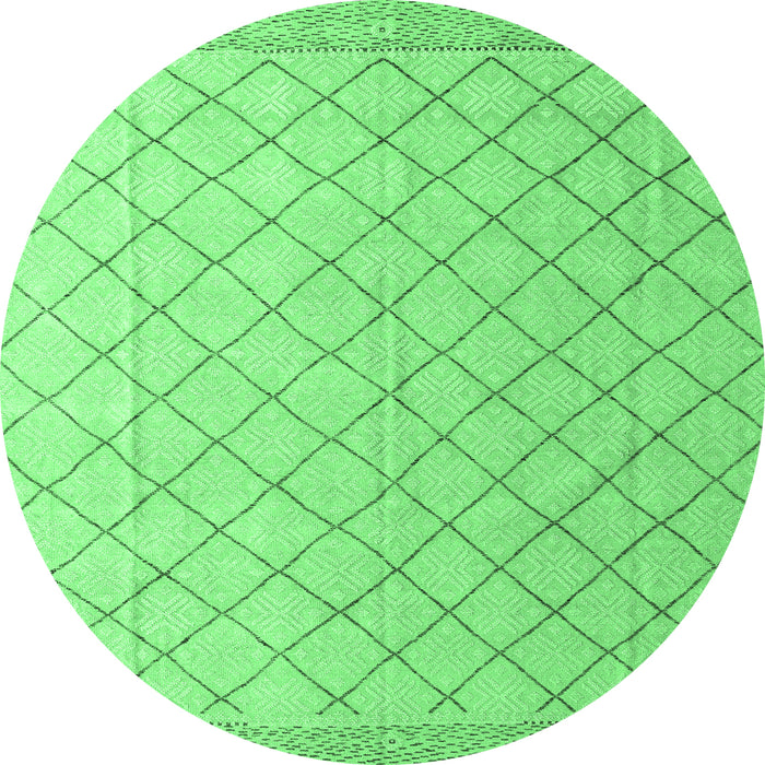 Round Machine Washable Solid Emerald Green Modern Area Rugs, wshabs4930emgrn