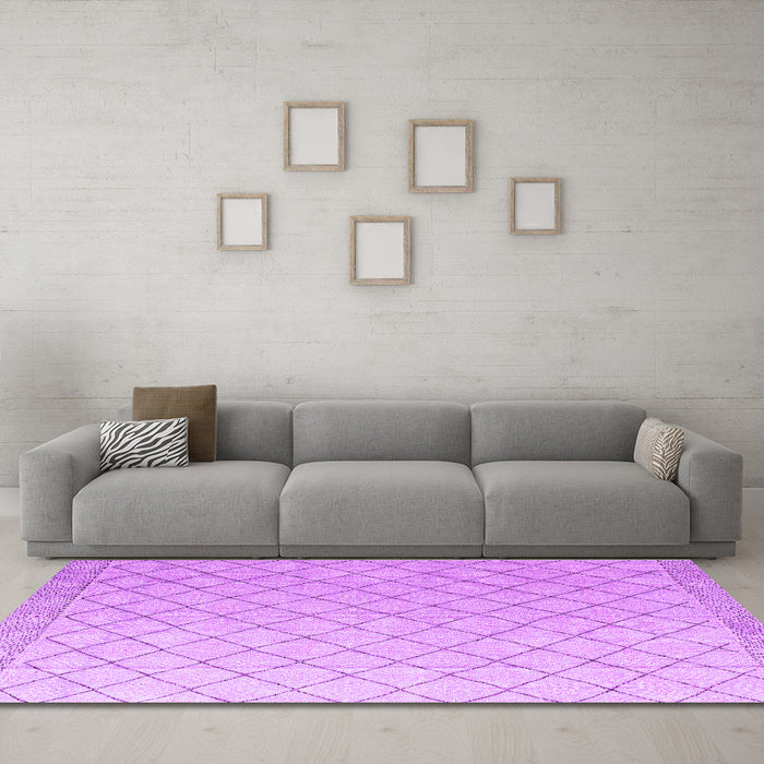 Machine Washable Solid Purple Modern Area Rugs in a Living Room, wshabs4930pur