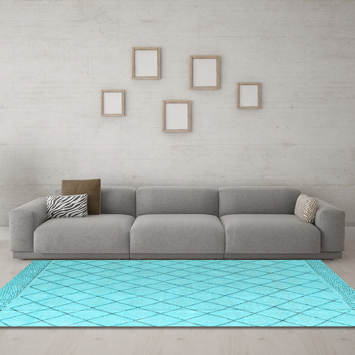 Machine Washable Solid Light Blue Modern Rug in a Living Room, wshabs4930lblu