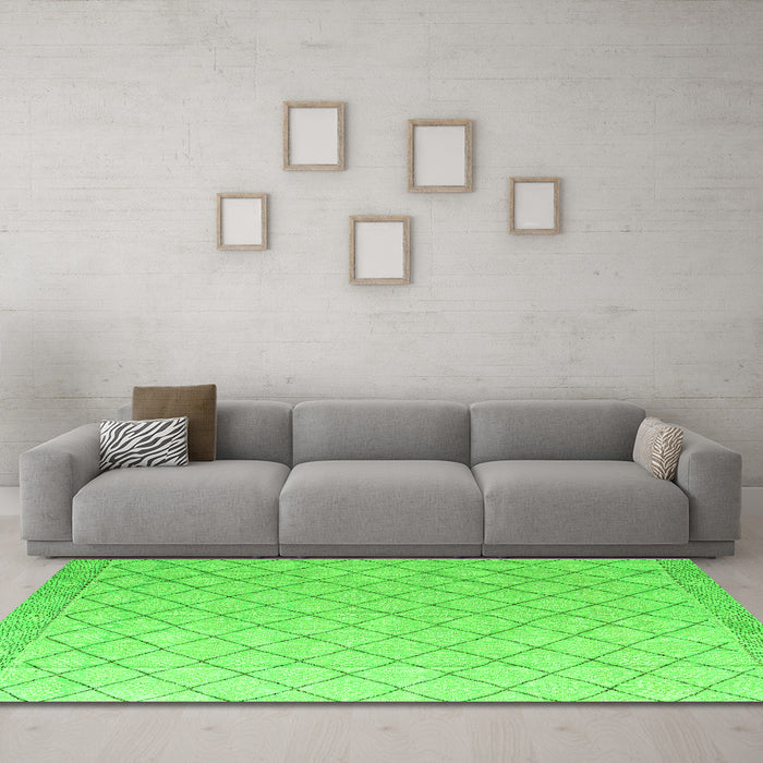 Machine Washable Solid Green Modern Area Rugs in a Living Room,, wshabs4930grn
