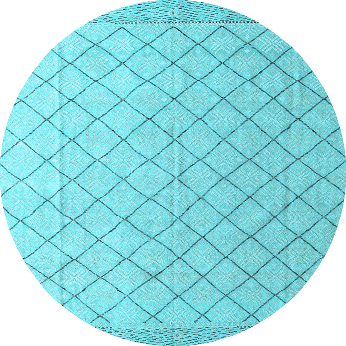 Round Machine Washable Solid Light Blue Modern Rug, wshabs4930lblu