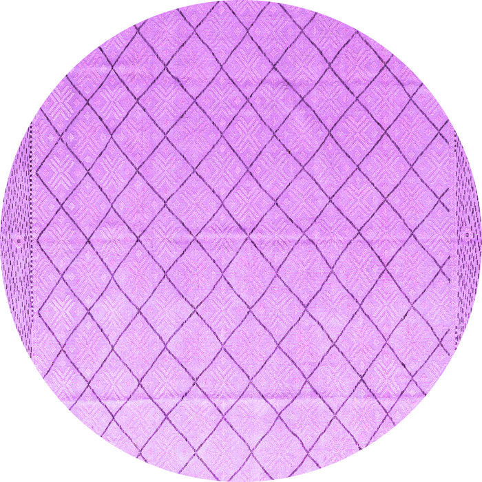 Round Machine Washable Solid Purple Modern Area Rugs, wshabs4930pur