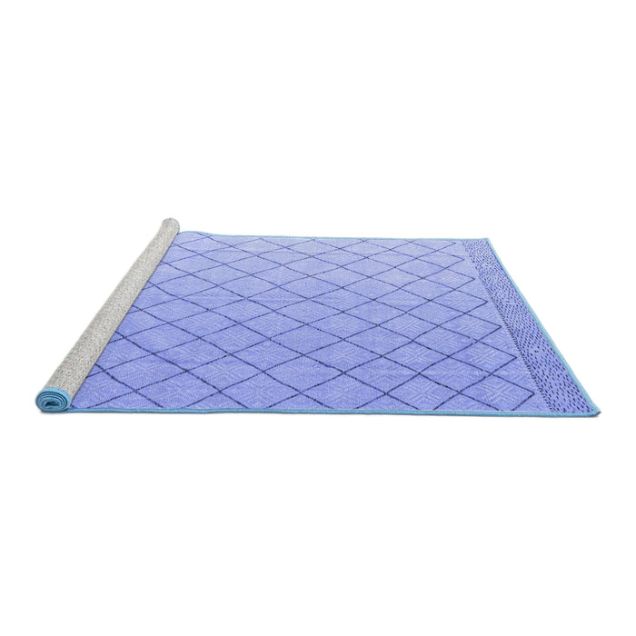 Sideview of Machine Washable Solid Blue Modern Rug, wshabs4930blu