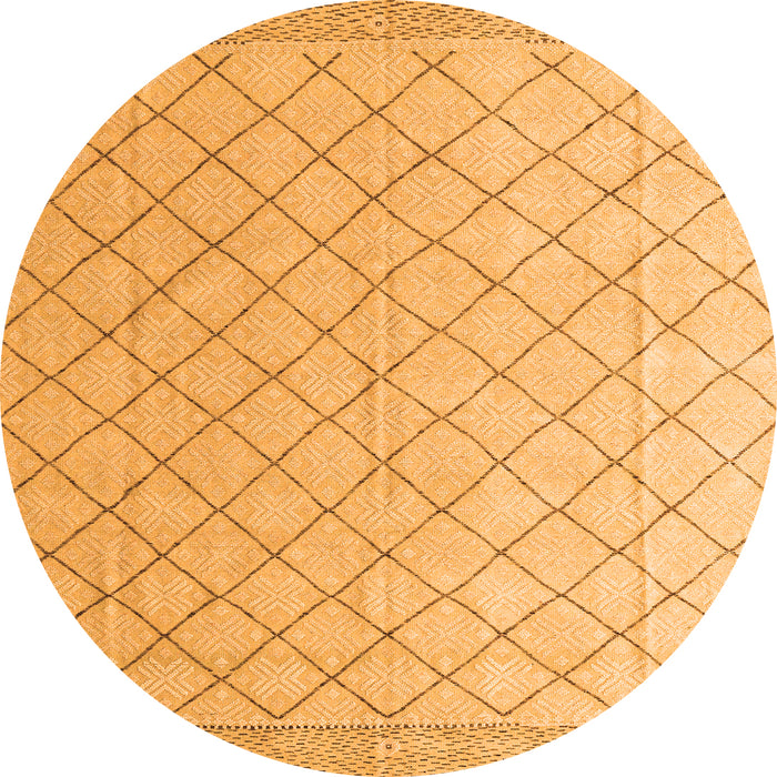 Round Machine Washable Solid Orange Modern Area Rugs, wshabs4930org